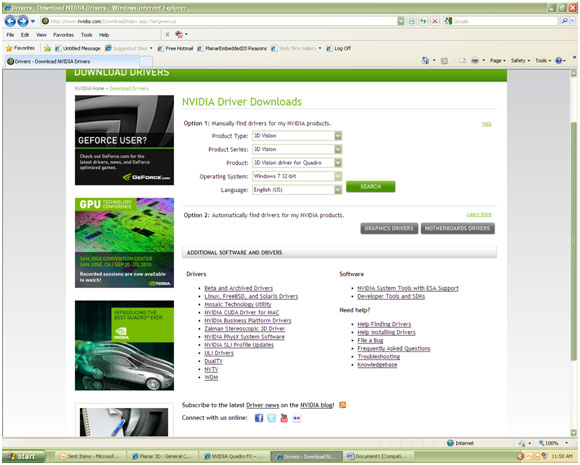 Download the latest 3D Vision USB Driver for Quadro and install